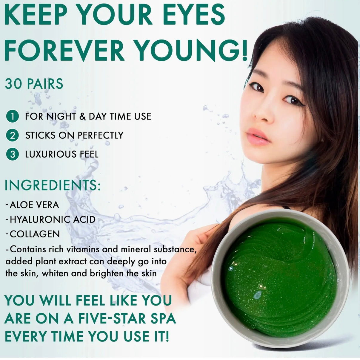 Aloe Vera Hyaluronic Acid Collagen Under Eye Gel Patches