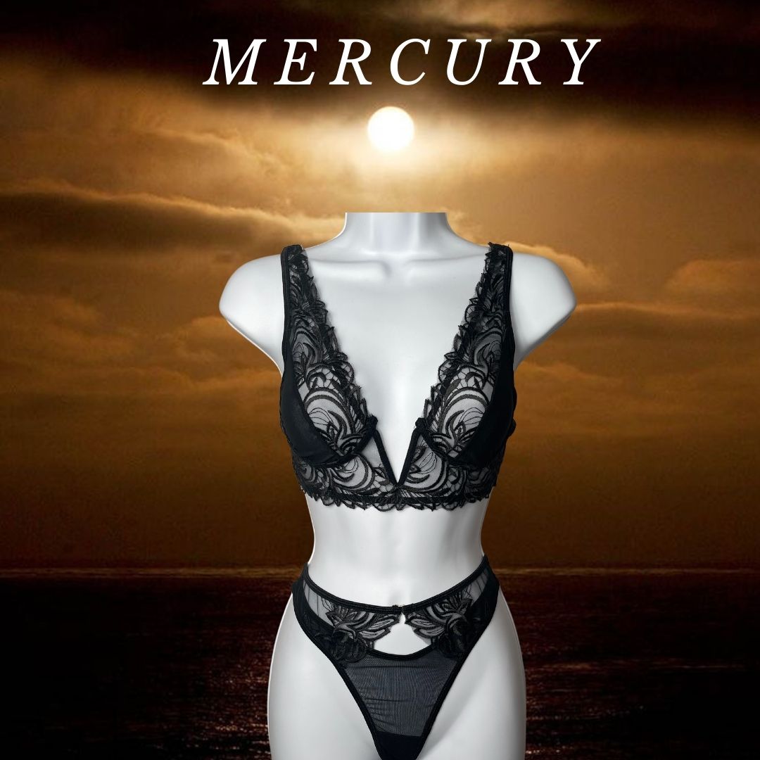 "Mercury" V-Neck Mesh Lingerie Set freeshipping - Venes Intimates